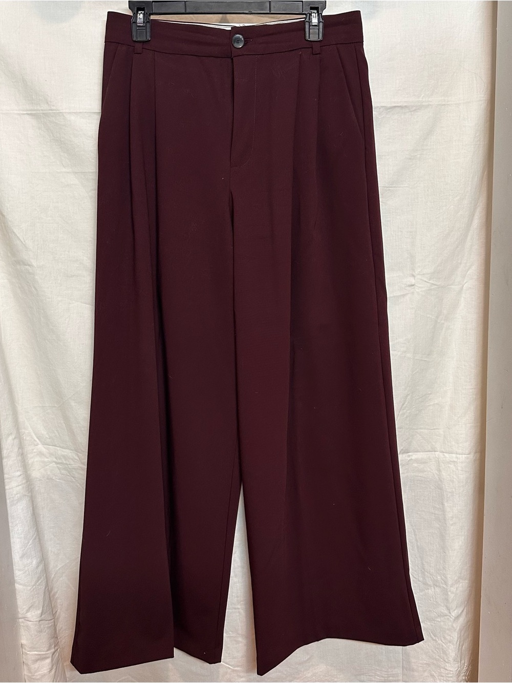 Zara Burgundy Wide-Leg Palazzo Pants β Size Medium